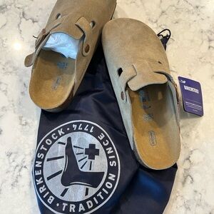 Brand new. Birkenstock slide in Taupe Suede